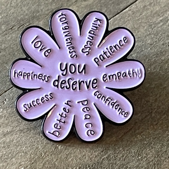 Inspirational message, You deserve… Purple Enamel Badass Pin, Great Gift - Picture 2 of 7